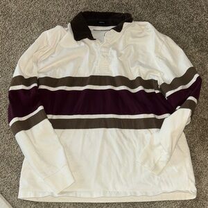 Abercrombie & Fitch White, Brown, and Maroon Rugby Shirt